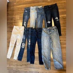 8 Pairs of Gently Used Size 4 American Eagle Skinny Jeans/Jeggings